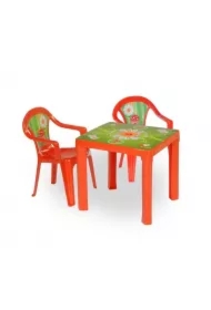 Stolik i dwa krzesła + tablica czerwony