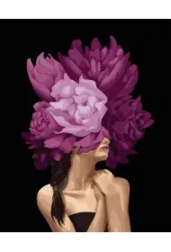 Malowanie po numerach czarne płótno - Kobieta...