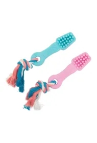 Zabawka, dla psa, szczoteczka, 12, 5 cm, z liną bawełnianą