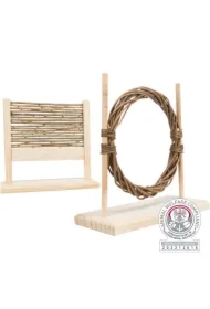 Zestaw zręcznościowy, dla królika/gryzoni, drewno, 28 x 26 x 12cm, płotek i obręcz