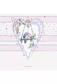 Karnet Swarovski kwadrat CL0224 Ptaszki w sercu