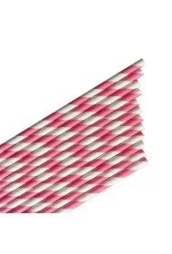 Słomki papierowe paski różowe