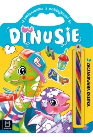 Malowanka z naklejkami Dinusie