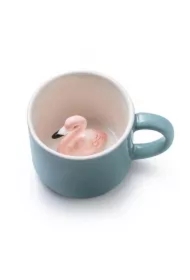 Kubek z flamingiem szary