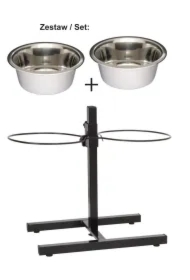 Stojak regulowany z miskami malowany