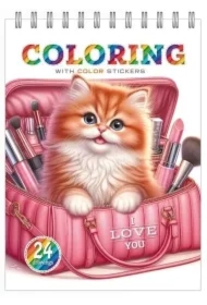 Kolorowanka 148x210 z naklejkami 12 stron Kotki