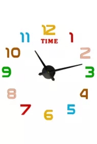 Zegar ścienny naklejany 12 cyfr 80-90 cm czarne wskazówki kolorowy