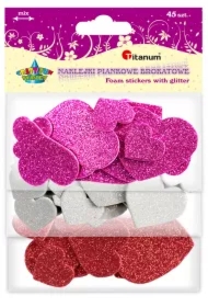 Naklejki piankowe serca brokatowe