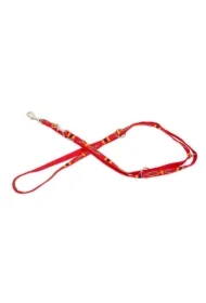 Smycz dla psa, wzór etniczny, regulowana, taśma polipropylenowa, 20mm/220cm czerwona