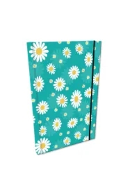 Notes A5 w kratkę z gumką Soft Touch Stokrotki na turkusie