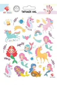 Tatuaże zmywalne dla dzieci Jednorożce syrenki XXL