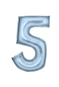 Balon foliowy cyfra 5 pastelowa niebieska
