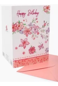 Karnet B6 ZZG-190506 złocony Urodziny Kwiaty