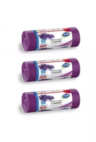 Worki na śmieci z uszami o zapachu lawendy 60 L Zestaw