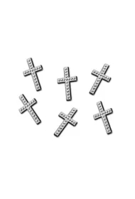 Aplikacje Krzyż srebrny 27mm 25 szt