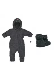 Zestaw kombinezon zimowy grafitowy Taslon Pigeon, rozm. 74 + buciki grafitowe