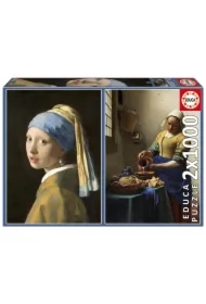 Puzzle 2x1000 el. Dziewczyna z perłą Mleczarka Vermeer