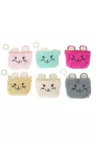 Portmonetka pluszowa kotek 12x9x1,5cm MIX