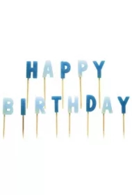 Zestaw świeczek "happy birthday" niebieskie