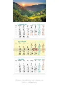 Kalendarz ścienny 2026 trójdzielny Dolina