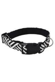 Obroża dla psa, z wytrzymałej tkaniny, wzór aztecki, biało-czarne paski, 1, 9 x 35-50cm