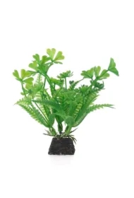 Roślina, do dekoracji akwarium, zielona, plastikowa, 10 cm, alaria z kwiatami w kształcie koniczyny