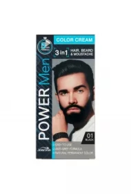 Power Men Color Cream 3in1 farba do włosów brody i wąsów 01 Black