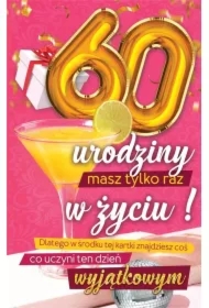 Karnet Urodzinowy 60 + naklejka