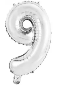 Balon foliowy mini cyfra 9 srebrna