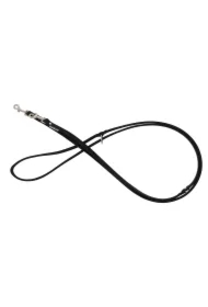 Smycz regulowana skórzana dla psa, czarny/czarny, M-L, 20mm/200cm