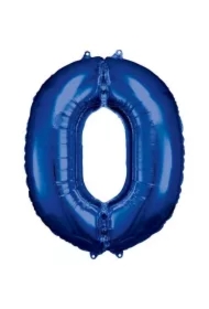 Balon foliowy cyfra 0 niebieska