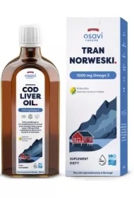 Tran Norweski 1000 mg Omega 3 - smak cytryna-mięta suplement diety