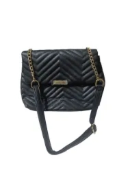 Czarna Torebka Na Ramię Kopertówka Z Łańcuszkiem Pikowana