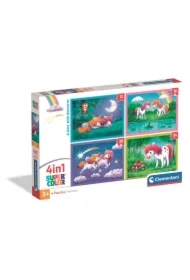 Puzzle 4w1 - SuperColor. A Day With Unicorns (12+16+20+24 el.)