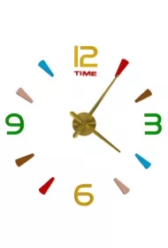 Zegar ścienny naklejany DIY regulowany 80-90 cm złoty kolorowy 4 cyfry