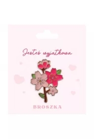 Broszka na prezent z czterema różowymi kwiatami