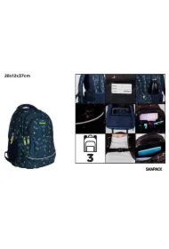 Plecak trzykomorowy Play granatowy 28x12x37cm