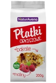 Płatki orkiszowe z malinami i bakaliami