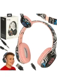 Słuchawki bezprzewodowe nauszne Bluetooth RGB Gaming Sport 200mAh różowe