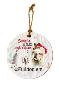 Zawieszka ceramiczna Boże Narodzenie Buldog