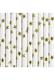 Słomki papierowe złote 19.5cm 10 szt