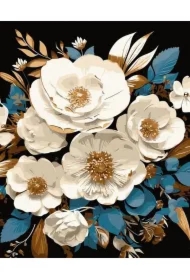 Malowanie po numerach + złota farba - Biała...