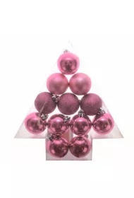 Bombki komplet w choince różowy 12 szt