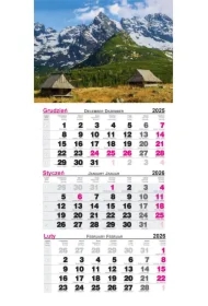 Kalendarz ścienny 2026 trójdzielny Tatry