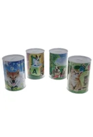 Skarbonka metalowa 14,5x10cm psy i koty MIX