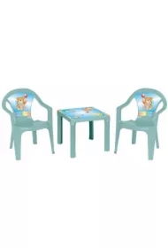 Stolik i dwa krzesła pastel turkus