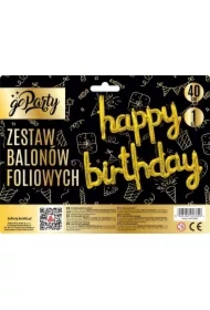 Zestaw balonów foliowych Happy Birthday złote