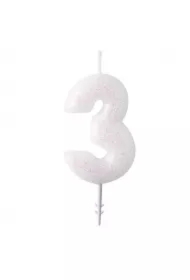 Świeczka cyferka 3 m błyszcząca
