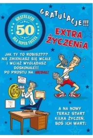 Karnet Party naklejany B6 + koperta Urodziny 50
