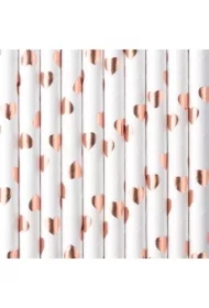 Słomki papierowe jasne różowe złoto